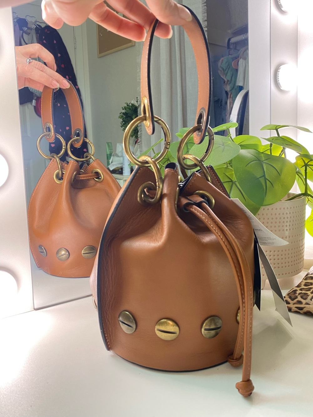 STELLA BIANCA Womenโs Brown Italian leather Brass Studded Buckeโฆ